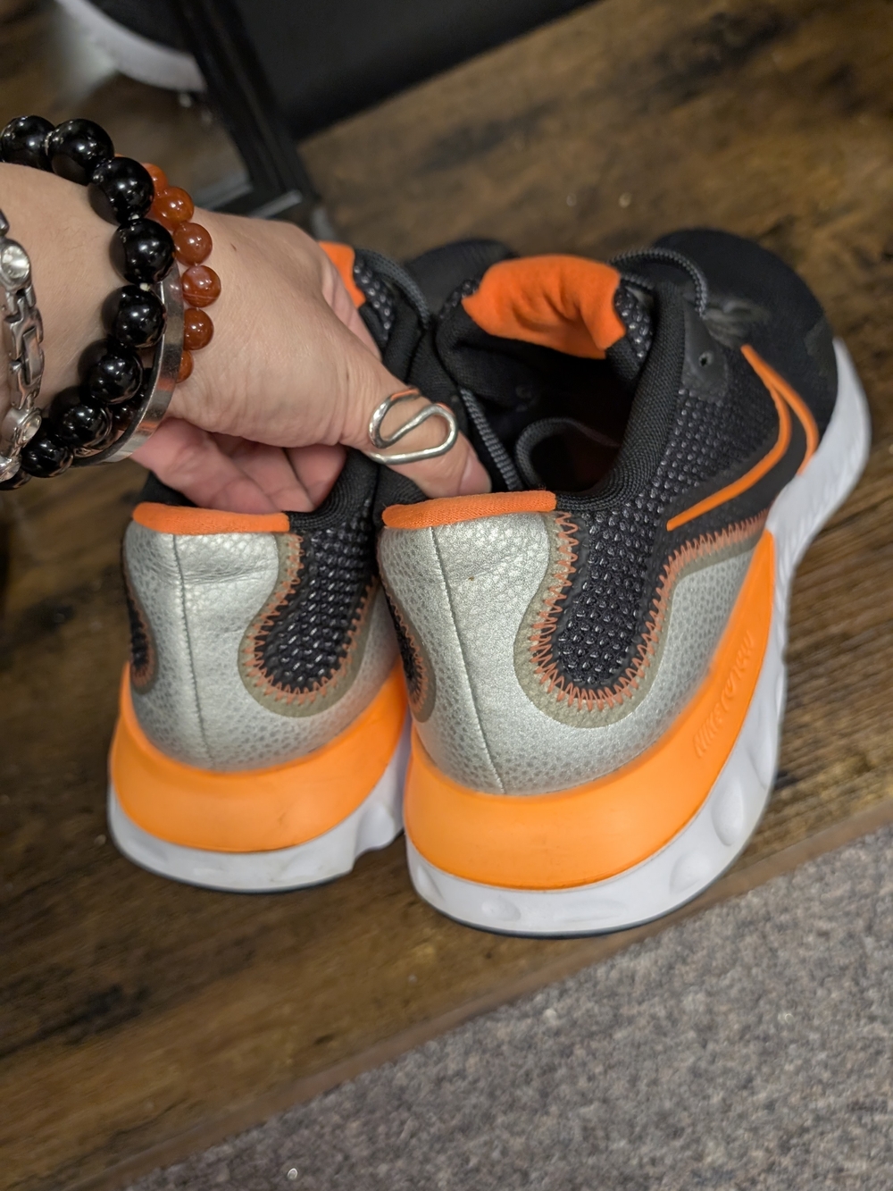 Nike Men's Black and Orange Athletic Running Shoes - Picture 3 of 11